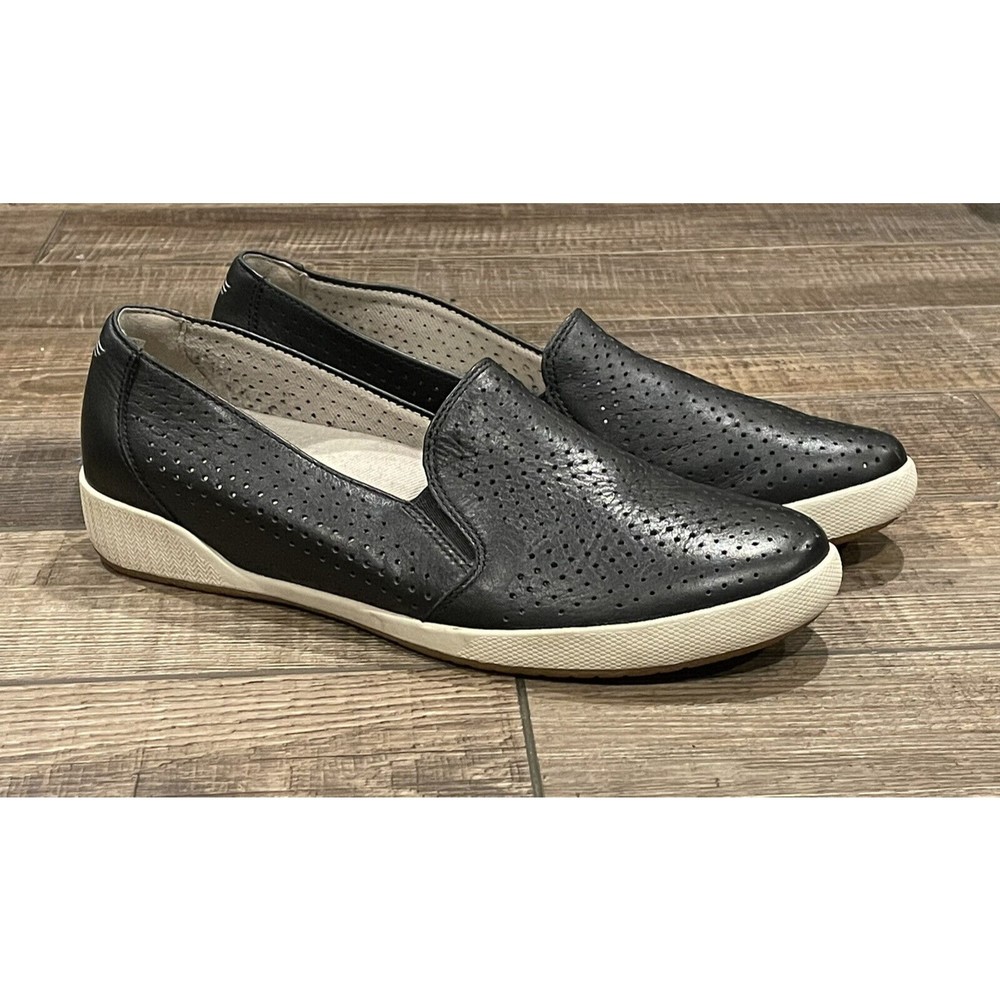 Dansko Odina Black Leather Slip-On Sneaker Loafer Shoes Sz 40 Women 9.5-10